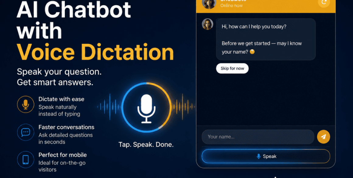 AI chatbot with voice dictation